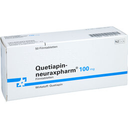 Abbildung: Quetiapin neuraxpharm 100 mg Filmtabletten 50 St, Filmtabletten PZN 09445583