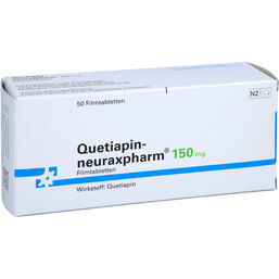 Abbildung: Quetiapin neuraxpharm 150 mg Filmtabletten 50 St, Filmtabletten PZN 09445637