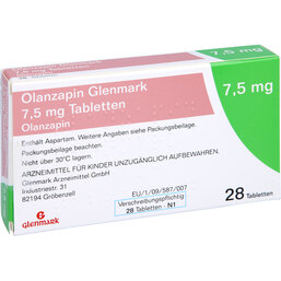 Abbildung: Olanzapin Glenmark 7,5 mg Tabletten 28 St, Tabletten PZN 09465953