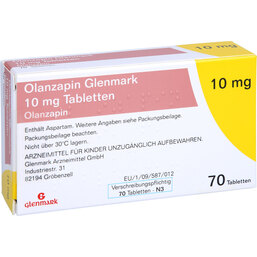Abbildung: Olanzapin Glenmark 10 mg Tabletten 70 St, Tabletten PZN 09466036