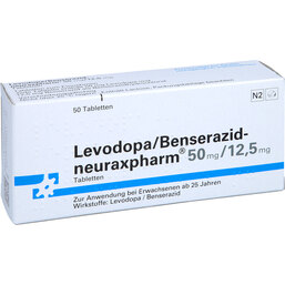 Abbildung: Levodopa Benserazid neuraxpharm 50 mg / 12,5 mg Tabletten 50 St, Tabletten PZN 09467627