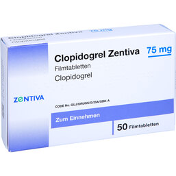 Abbildung: Clopidogrel Zentiva 75 mg Filmtabletten 50 St, Filmtabletten PZN 09468101