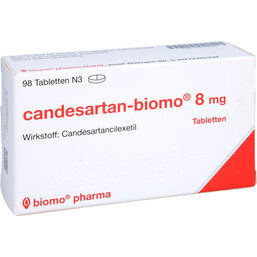 Abbildung: Candesartan biomo 8 mg Tabletten 98 St, Tabletten PZN 09474946