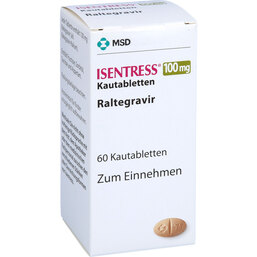 Abbildung: Isentress 100 mg Kautabletten 60 St, Kautabletten PZN 09477011