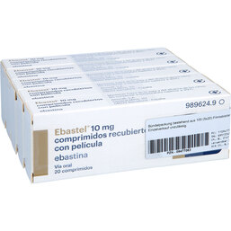 Abbildung: Ebastel 10 mg Filmtabletten 100 St, Filmtabletten PZN 09477063