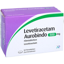 Abbildung: Levetiracetam Aurobindo 500 mg Filmtabletten 50 St, Filmtabletten PZN 09478708