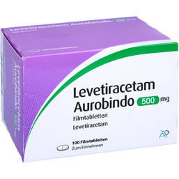 Abbildung: Levetiracetam Aurobindo 500 mg Filmtabletten 100 St, Filmtabletten PZN 09478714