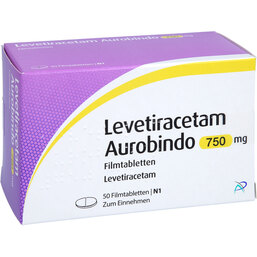 Abbildung: Levetiracetam Aurobindo 750 mg Filmtabletten 50 St, Filmtabletten PZN 09478737
