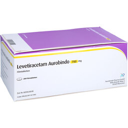 Abbildung: Levetiracetam Aurobindo 750 mg Filmtabletten 200 St, Filmtabletten PZN 09478766