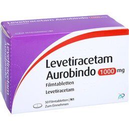 Abbildung: Levetiracetam Aurobindo 1000 mg Filmtabletten 50 St, Filmtabletten PZN 09478772