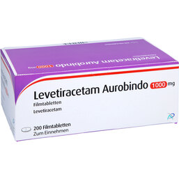 Abbildung: Levetiracetam Aurobindo 1000 mg Filmtabletten 200 St, Filmtabletten PZN 09478795