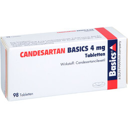 Abbildung: Candesartan Basics 4 mg Tabletten 98 St, Tabletten PZN 09482785