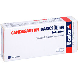 Abbildung: Candesartan Basics 8 mg Tabletten 28 St, Tabletten PZN 09482791