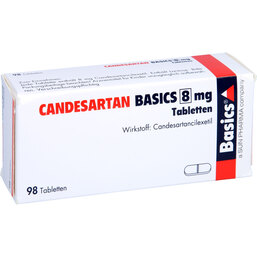 Abbildung: Candesartan Basics 8 mg Tabletten 98 St, Tabletten PZN 09482822