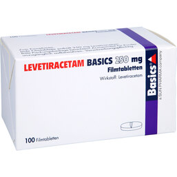 Abbildung: Levetiracetam Basics 250 mg Filmtabletten 100 St, Filmtabletten PZN 09482905