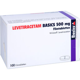 Abbildung: Levetiracetam Basics 500 mg Filmtabletten 100 St, Filmtabletten PZN 09482934