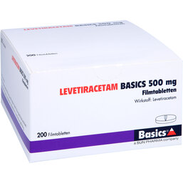 Abbildung: Levetiracetam Basics 500 mg Filmtabletten 200 St, Filmtabletten PZN 09482940