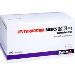 Abbildung: Levetiracetam Basics 1000 mg Filmtabletten 100 St, Filmtabletten PZN 09483000