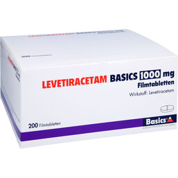 Abbildung: Levetiracetam Basics 1000 mg Filmtabletten 200 St, Filmtabletten PZN 09483017