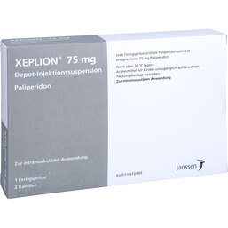 Abbildung: Xeplion 75 mg Depot-Injektionssuspension Fertigspritzen 1 St, Depot-Injektionssuspension PZN 09483112
