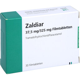 Abbildung: Zaldiar 37,5 mg / 325 mg Filmtabletten 30 St, Filmtabletten PZN 09490483
