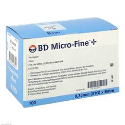 Abbildung: BD Micro-Fine + 8 Nadeln 100x0,25x8 mm 100 St, Kanüle PZN 09493085