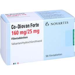 Abbildung: Codiovan forte 160 mg / 25 mg Filmtabletten 98 St, Filmtabletten PZN 09493116