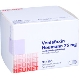Abbildung: Venlafaxin Heumann 75 mg Hartkapseln retard. Heunet 100 St, Retard-Kapseln PZN 09494021