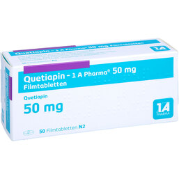 Abbildung: Quetiapin 1A Pharma 50 mg Filmtabletten 50 St, Filmtabletten PZN 09494593