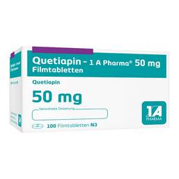 Abbildung: Quetiapin 1A Pharma 50 mg Filmtabletten 100 St, Filmtabletten PZN 09494601