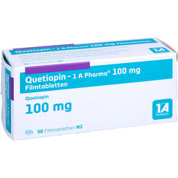 Abbildung: Quetiapin 1A Pharma 100 mg Filmtabletten 50 St, Filmtabletten PZN 09494794