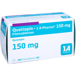 Abbildung: Quetiapin 1A Pharma 150 mg Filmtabletten 100 St, Filmtabletten PZN 09494848