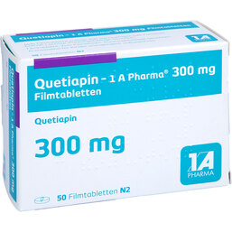Abbildung: Quetiapin 1A Pharma 300 mg Filmtabletten 50 St, Filmtabletten PZN 09494937