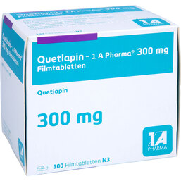 Abbildung: Quetiapin 1A Pharma 300 mg Filmtabletten 100 St, Filmtabletten PZN 09494943