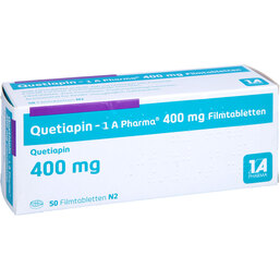 Abbildung: Quetiapin 1A Pharma 400 mg Filmtabletten 50 St, Filmtabletten PZN 09494995