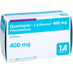Abbildung: Quetiapin 1A Pharma 400 mg Filmtabletten 100 St, Filmtabletten PZN 09495026