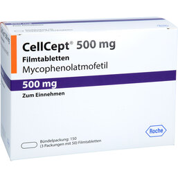 Abbildung: Cellcept 500 mg Filmtabletten 150 St, Filmtabletten PZN 09505724