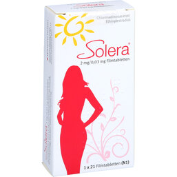 Abbildung: Solera 2 mg / 0,03 mg Filmtabletten 1X21 St, Filmtabletten PZN 09506250