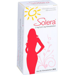 Abbildung: Solera 2 mg / 0,03 mg Filmtabletten 6X21 St, Filmtabletten PZN 09506273