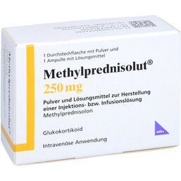 Abbildung: Methylprednisolut 250 mg Trockensubstanz mit Lösungsmittel 1 St, Pulver u Lösungsm. z. Herst. e.Injektions- bzw. Infusionsl. PZN 09507663