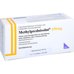 Abbildung: Methylprednisolut 250 mg Trockensubstanz mit Lösungsmittel 5 St, Pulver u Lösungsm. z. Herst. e.Injektions- bzw. Infusionsl. PZN 09507692