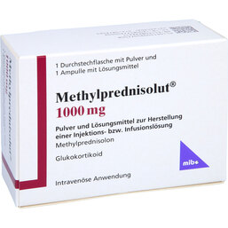 Abbildung: Methylprednisolut 1000 mg Trockensubstanz mit Lösungsmittel 1 St, Pulver u Lösungsm. z. Herst. e.Injektions- bzw. Infusionsl. PZN 09507700