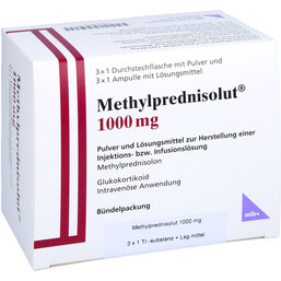 Abbildung: Methylprednisolut 1000 mg Trockensubstanz mit Lösungsmittel 3 St, Pulver u Lösungsm. z. Herst. e.Injektions- bzw. Infusionsl. PZN 09507717