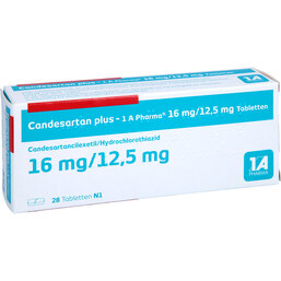 Abbildung: Candesartan plus 1A Pharma 16 mg / 12,5 mg Tabletten 28 St, Tabletten PZN 09519867