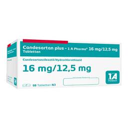 Abbildung: Candesartan plus 1A Pharma 16 mg / 12,5 mg Tabletten 98 St, Tabletten PZN 09519896