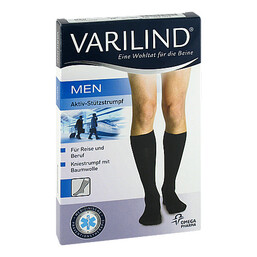 Abbildung: Varilind Men Kniestrumpf M Baumwolle schwarz 2 St PZN 09521344