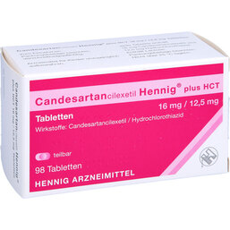 Abbildung: Candesartancilexetil Hennig + HCT 16mg / 12,5mg Tabletten 98 St, Tabletten PZN 09530923