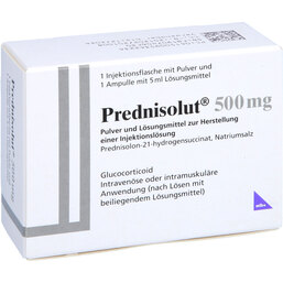 Abbildung: Prednisolut 500 mg Pulver und Lm.z.H.einer Injektionslösung 1 St, Pulver u. Lösungsmittel zur Herstellung einer Injektionslsg. PZN 09534223
