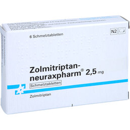 Abbildung: Zolmitriptan neuraxpharm 2,5 mg Schmelztabletten 6 St, Schmelztabletten PZN 09536759