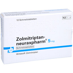 Abbildung: Zolmitriptan neuraxpharm 5 mg Schmelztabletten 12 St, Schmelztabletten PZN 09536802